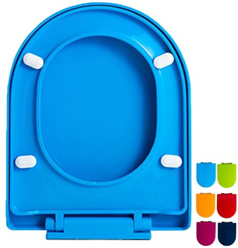 Giural WC Sitz Mit Absenkautomatik, Toilettendeckel D Form, Klobrille Aus PP Klodeckel Mit Absenkautomatik Und Schnellverschluss, Klobrille WC Deckel Farbiger D-Form,Blau