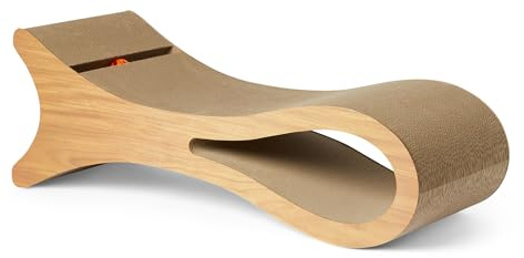 Amazon Basics Tabla de Rascar para Gatos, Cama Rascadora de Cartón con Forma de Pez, 87,1 x 30 x 30cm, Beige