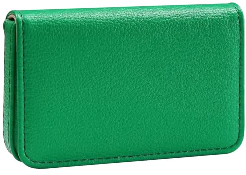 Business Card Holder，PU Leather Business Card Case Color Printing Pattern Card Holder Wallet，Pockets Magnetic Credit Card Holders for Men and Women - Dark Green