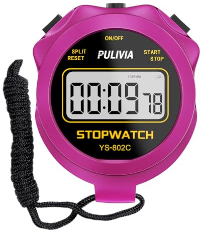 Cronometro Sportivo con Pulsante Silenzioso e ON/OFF, Senza Orologio né Calendario per un Facile Utilizzo, Cronometro Digitale PULIVIA per Bambini, Allenatori, Allenamento e Corsa, Viola