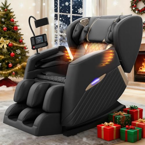 Srfzluxy Fauteuil de massage électrique pour tout le corps, mode Zero Gravity, avec 16 points de massage et 8 airbags, chauffage lombaire, massage des mollets et airbag, haut-parleur Bluetooth