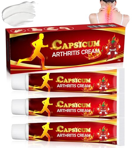 Capsaicin - Crema articolare con pepe di Caienna, 3 pezzi, peperoncino, crema riscaldante per la schiena, le ginocchia, il collo, la cura naturale delle articolazioni, il nourishment, lenitivo per