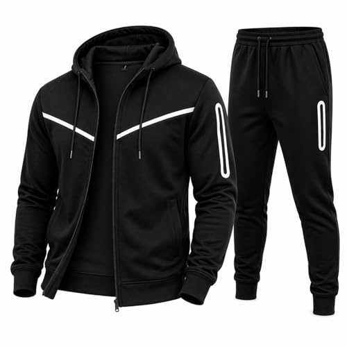 Makii Mens Tracksuit Co-Ord Set - Full Sleeve Zip Up Hooded Fleece Top with Activewear Bottom Sports Jogging & Gym Suits For Men UK