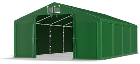 DAS COMPANY Lagerzelt 5x8m wasserdicht dunkelgrün Zelt 560g/m² PVC Plane hochwertig Zelthalle Summer SD - Faltpavillon, Gartenpavillon, Pavillon, Gartenhaus, Zeltgarage, Garagenzelt - Partyzelt