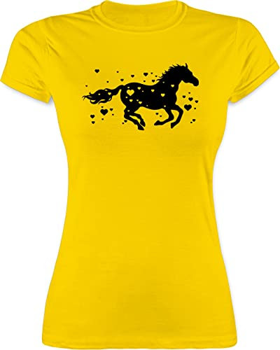 Shirt Damen - Laufendes Pferd I Pferde Geschenk Reiten I Pferdemädchen - S - Gelb - reitklamotten pferdeliebhaber pferdeherz für Frauen pferdeshirts pferdespruch Tshirt reitbekleidung REIT t-Shirt