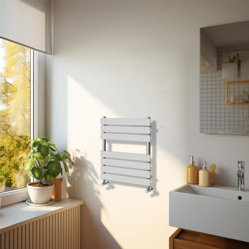 NRG Bathroom 650 x 500mm Flat Panel Heated Towel Rail Radiator Chrome