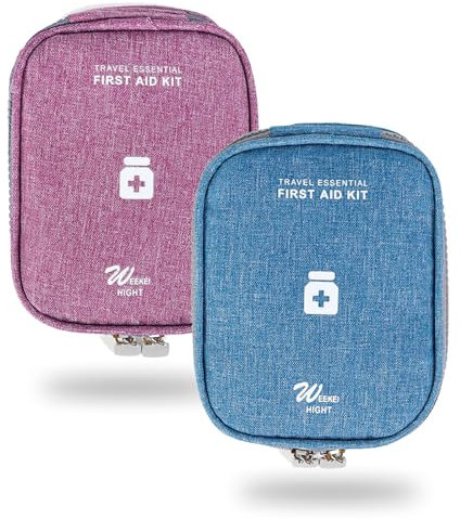 Bymivofun 2 Pcs Reiseapotheke Tasche, Mini Erste Hilfe Tasche, Tragbare Medizin Tasche, Notfall Trauma Kit Pillen Organizer Taschen, für Büro, Reisen, Camping