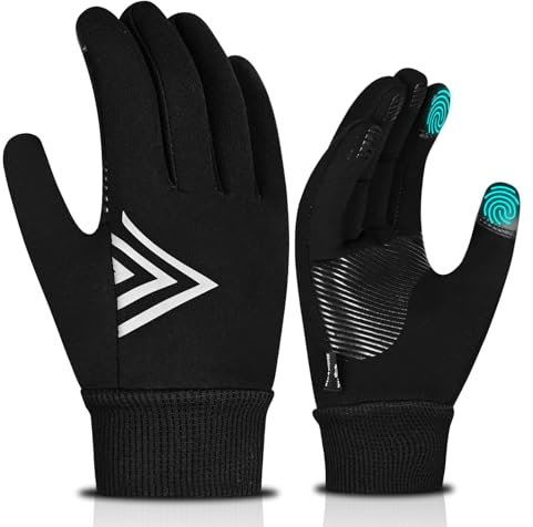 WESTWOOD FOX Guante de Invierno Cálido para Niño, Guante Térmico para Pantalla Táctil, Antidelizante, Deporte, Ciclimo, Correr, Guante para Exteriore para Niño Niña de 4 a 12 Año (Negro, S)