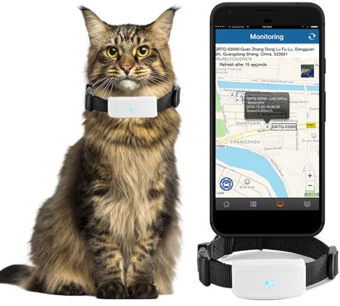 Winnes Hund GPS Tracker Ohne ABO App Tk911 GPS Katzehalsband Wasserdicht Anti Verlust/Echtzeit Tracking/Geofencing/Historische Routenwiedergabe Kleine Haustiere Ortungsgerät