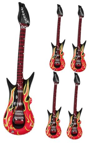 Vaguelly 5piezas Juguete De Guitarra Inflable De PVC Accesorio De Guitarra para Fiestas De Rock para Decoración De Cumpleaños y Escenario De Entretenimiento
