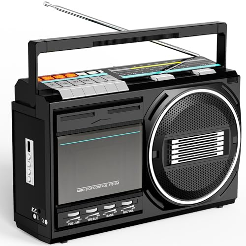 Kuephom Cassette Player Recorder Boombox with Bluetooth: Portable Boom Box Radio FM/AM/SW - Retro Tape/USB Converter with Earphone Jack - Built-in MIC for Voice Recording- Sound Amplifier - DC/AC