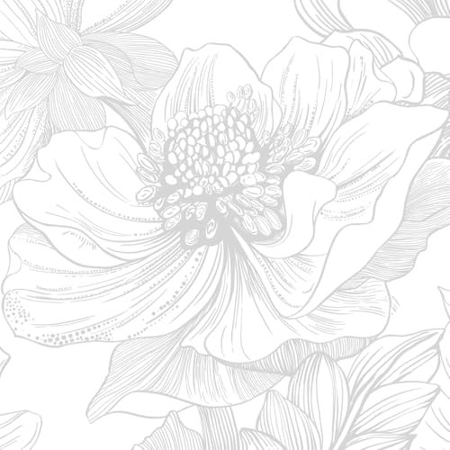 CiCiwind Selbstklebende Tapete 44CM×3M Möbelfolie Selbstklebend Grau Blumen Tapeten Wasserdicht Vinyl Klebefolie Möbel Abnehmbar Verdicken Klebetapete Selbstklebend für Wand Möbel