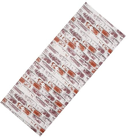 DIYEAH 1 Rollo De Papel Tapiz De Ladrillo Rojo Para Decoración De Pared Azulejos Adhesivos Retro Geométricos Autoadhesivos Para Baño Vintage Bricolaje Pegatinas De Pvc Para Pared De