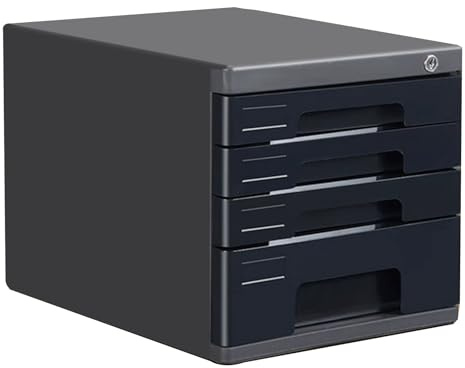 Scatola portadocumenti A4 con blocco multistrato, stile cassetto, per forniture e documenti per ufficio e documenti, armadio a 4 strati, soluzione sicura e salvaspazio nera