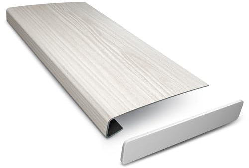 DQ-PP Revêtement de rebord de fenêtre - Chêne scandinave - 38 x 80 cm - Épaisseur 3 mm - Rebord de fenêtre en PVC - Personnalisable - Avec bordure latérale - Revêtement découpable et rénovation