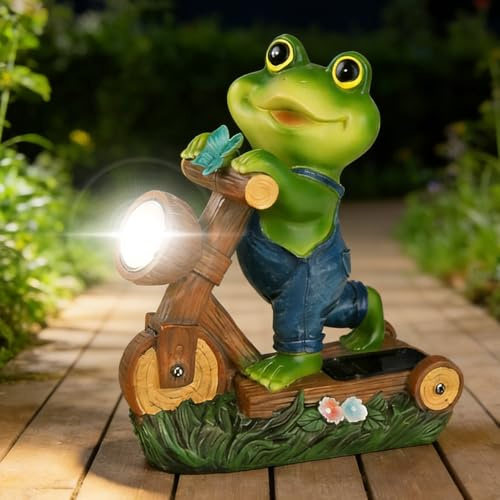 Mineup Statuine Di Rana Per Esterni, Statue da Giardino Solare, Statua Di Rana Solare, Decorazione Da Giardino a Forma Di Ranas Con Ombrellone a Led per esterni, patio, cortile, decorazioni per prato