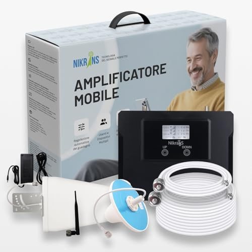 Nikrans Amplificador de Señal 5G/4G/LTE y Voz (700 & 900 MHz, hasta 300 m²) – Cobertura hasta 300 m² – Compatible con Todos los Operadores – CE y RoHS