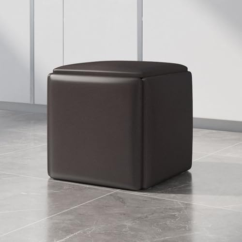 Sgabelli ottomani a nido – Seduta cubo versatile con ruote girevoli, elegante ottomana quadrata in pelle per soggiorno e camera da letto, perfetta per arredamento moderno