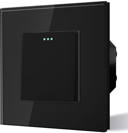 BSEED Kipplichtschalter 1 Fach 1 Weg Schwarz PC-Knopf 10 Ampere Mechanischer Wandlichtschalter 86 mm Glasrahmen Toggle Standardschalter
