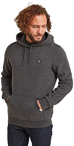 TOG24 Akerman Mens Supersoft Cotton Rich Hoody with Cosy Kangaroo Pocket and Chunky Drawcord Hood Dark Grey Marl