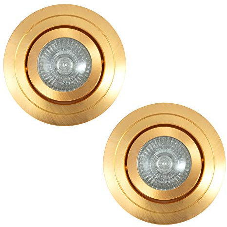LITECRAFT Recessed Downlight IP65 Rated Tiltable Spotlight - (Satin Brass, Pack of 2)