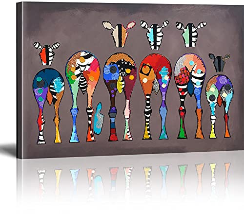 MJEDC Banksy Toile Tableau Zebra Herd Colourful Rears Street Art Graffiti Toile Art Décor Impression sur Toile Tableau Décoration murale salon moderne Avec Cadre 30x40cm