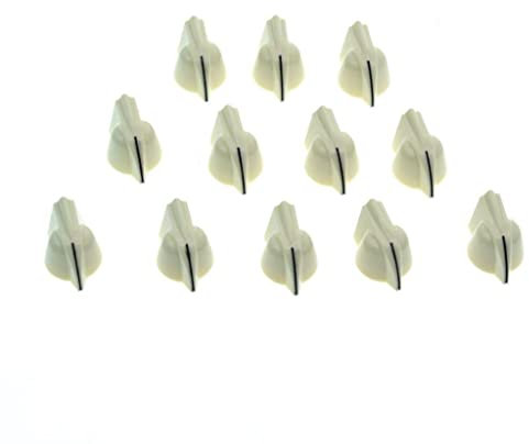 KAISH Mini-Huhnkopf-Knöpfe, 1/4 Zoll (0,64 cm), Vintage-Design, klein, für Gitarre, Bass, Potentiometer, Verstärker, Knauf, Effektpedal, Chickenhead-Knöpfe, mit Schraubgewinde, Altweiß, 12 Stück