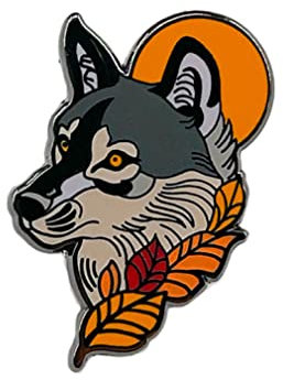 KUPOOL Broche pleine lune loup et feuilles mortes en émail pour garçon, beau revers pour garçon, accessoire de personnalité pour chapeau, veste, chemise en coton, jupe, sac en toile, Métal, Pas de