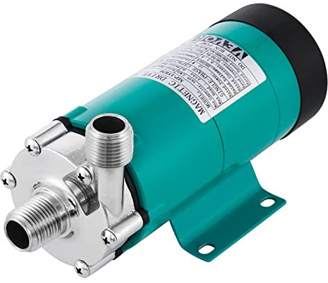 VEVOR Bierpumpe mit 1/2-Zoll MPT-Einlass/Auslass, Magnetic Brewing mit Lebensmittelqualität Edelstahl Kopf, Hochtemperaturbeständige Antriebspumpe Magnet Brau Bierpumpe für Homebrew