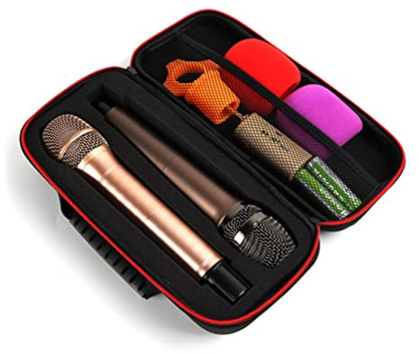 Vaguelly Portable Microphone Case Hard Eva 11.81x5.91x2.76In | Dual mic bag, lightweight carrying case for travel & performance, fits 2 handheld mics.