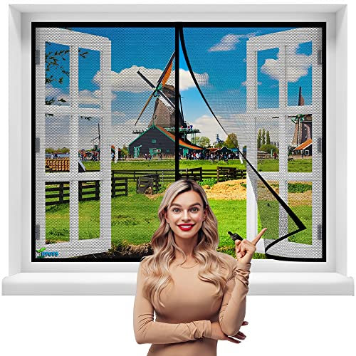 Moustiquaire Aimantée Fenêtre, 120 x 140 cm Rideau de Porte Magnétique Anti-Insectes, avec Aimant, sans Perçage, Fermeture Automatique, pour Porte d Entrée Intérieur/Patio【Noir】