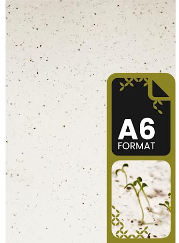 Netuno 25 ark fröpapper DIN A6 105 x 148 mm pysselpapper med frön kärleksbrevpapper kontorspapper blankt för födelsevisningar visitkort fröpapper ekologiskt papper miljövänligt frön papper