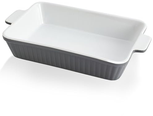 Swuut Auflaufform Keramik für Ofen 33 x 23.5cm,4000ml Porzellan Backgeschirr,Groß Kuchen Backgeschirr Set, Küche rechteckige Lasagne Pfannen mit Griff