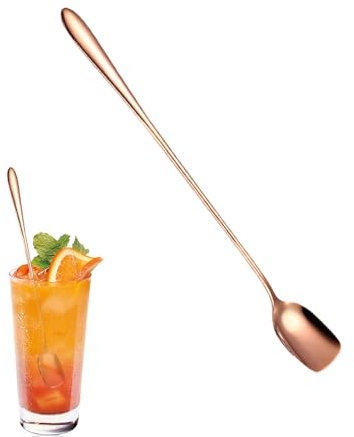 Cuillère de bar - Mélangeur de café à tête carrée - Cuillère à thé à glace en acier inoxydable 20,5 cm de long Accessoires de cuisine pour thé glacé, lait, milkshake, jus