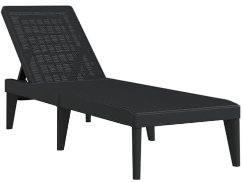 vidaXL Sonnenliege, Gartenliege Verstellbare Rückenlehne, Liegestuhl Liege mit Rattan-Optik, Relaxliege Strandliege Gartenmöbel, Anthrazit PP