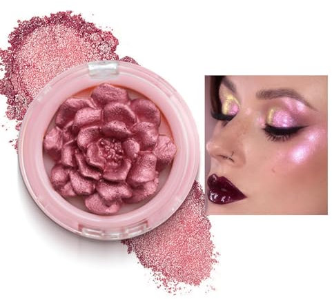 Highlighter Palette, 3D Rose Blush, Body Luminizer Highlighter Gesicht Make-up, Shimmer Body Glow Face Puder, Glänzendes langanhaltendes Highlighter Make-up