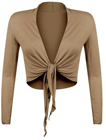 Glamexx24 Dam Kort Jacka Bolero Kofta Elegant Kvällsbolero för Bröllop Långärmad, Mörkbrun, L/XL