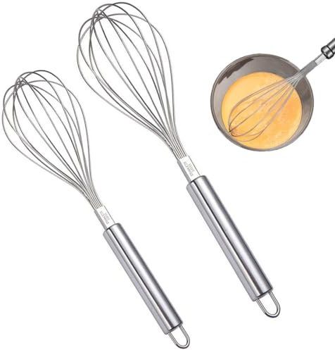 Whisks for Cooking, Wisking Tool 2 PCS, Metal Whisk Set for Non-Stick Cookware, Balloon Egg Beater Perfect for Blending, Whisking, Beating, Frothing & Stirring-Easy to Use and Clean (11.81&9.84)
