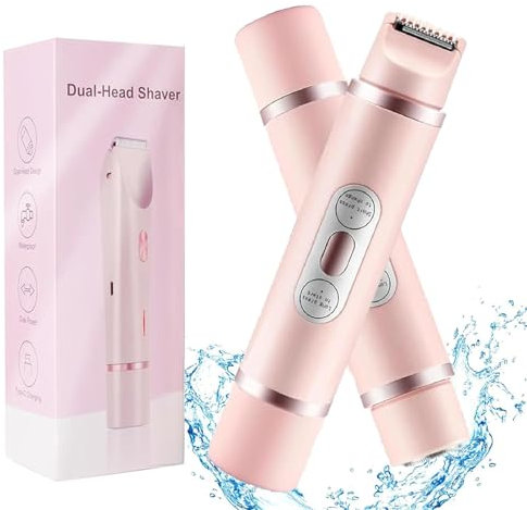 Comfort 2 in 1 Electric Lady Shaver, USB wiederaufladbarer elektrischer Doppelkopf-Rasierer, Rasierer Damen, Intimrasierer, Gesichtshaarentferner, Kabelloser Nass- Trockenrasierer für Damen (Rosa)