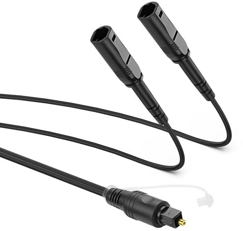 Hoembpn Splitter Ottico Digitale Toslink 1 in 2 Out Adattatore Cavo Splitter Audio Ottico, 1 Maschio 2 Femmine, Spina Maschio Placcata oro 24K per TV, DVD, Amplificatore, Soundbar (0,3 M)