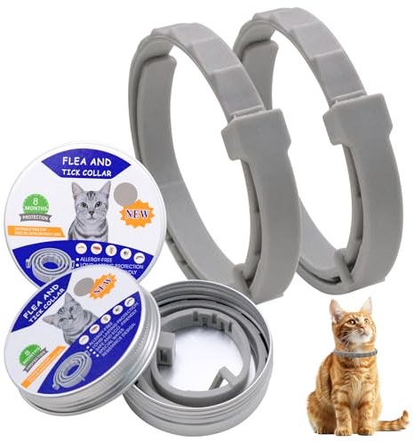 2 Pack Cat Collar, Adjustable Natural Essential Oil Design, Lightweight Waterproof Collars for Indoor and Outdoor Cats, Up to 8-Month Comfortable Use