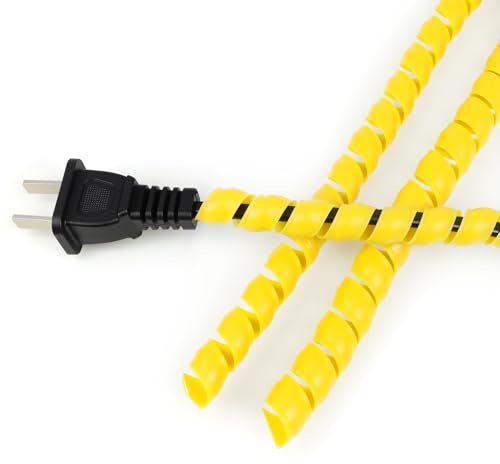 Spiral Cable Wrap, 16.4ft, 33ft Wire Protection Sleeve Cover Cable Organizer Pipe Flexible Spiral Wrap Winding Tube Prevent Cat from Chewing Cables (Yellow, 8mm (5/16)-33ft)