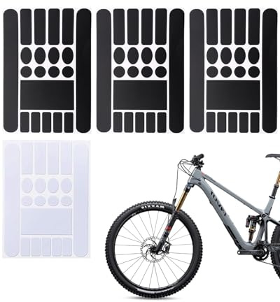 DLPRK 4 Pièces Autocollants de Protection Cadre Vélo 1 Blanc 3 Noirs Protection Chaine pour VTT et Vélo de Route