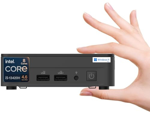 ASUS NUC 13 Pro Tall Mini PC Desktop, Intel Core i5-13420H (4.6GHz), 16GB RAM, 512GB PCIe SSD, Ultra-Quiet and Compact Design, 4K Quad Display, USB, HDMI, Thunderbolt, Wi-Fi 6E, Bluetooth, Win11 Pro