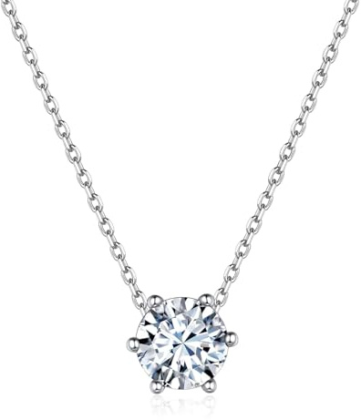 ChicSilver Collier Ras de Cou Femme Argent,Pendentif Pierre Diamant Brillante, Chaine Courte Ajustable 40+5cm,Bijoux Fantaisie Original Idée Cadeau Fille Femme Maman Anniversaire Noel
