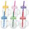 Schramm® 6 Stück Trinkgläser mit Deckel, Henkel und Mehrweg -Strohhalm Trinkhalm wiederverwendbar (iii) in 4 Varianten wählbar Glas Gläser Trinkglas Cocktail Drinking, Farbe:farbig