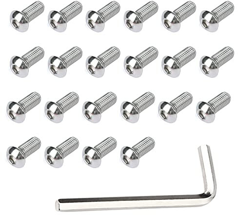 ComPDCVD 60 Pièces Vis à tête Bombée Avec Bride Acier Inoxydable 5 x 10 mm Vis à tête Cylindrique à Six Pans Creux con Clé Allen per la Riparazione di Mobili, Apparecchiature di Comunicazione