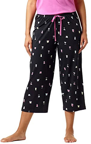 HUE dam Pyjamasbotten Stickade Capri-pyjamas Sovbyxor Med Tryck