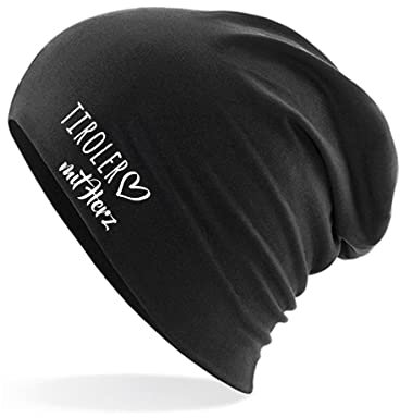 Huuraa Beanie Tiroler mit Herz Geschenk Black Tiroler Präsent