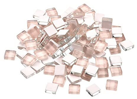 sourcing map Mosaïque Carrelage Tuile Tesselle, Verre Mince Mini Bricolage Fait Main Sans Cristal Pierre Artisanat Loisir Creatif (Clair Rose Paquet 110)